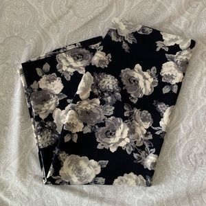 Navy Floral Pencil Skirt